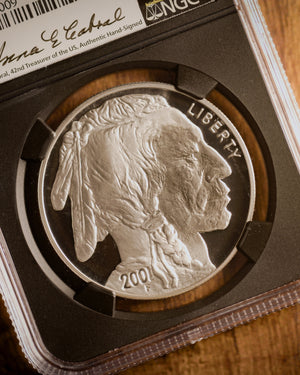 2001 $1 Silver Buffalo | NGC "Modern Numismatic Masterpieces" PF70 | Anna Cabral Autographed