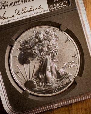 2011 $1 Reverse Proof Silver Eagle | NGC "Modern Numismatic Masterpieces" PF70 | Anna Cabral Autographed