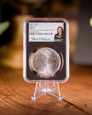 2001 $1 Silver Buffalo | NGC "Modern Numismatic Masterpieces" MS70 | Anna Cabral Autographed