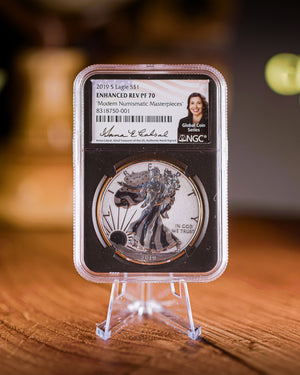 2019 "S" $1 Reverse Proof Silver Eagle | NGC "Modern Numismatic Masterpieces" PF70 | Anna Cabral Autographed