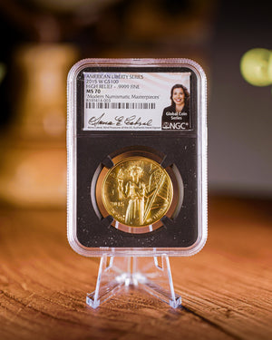 2015 $100 Gold High Relief | NGC "Modern Numismatic Masterpieces" MS70 | Anna Cabral Autographed