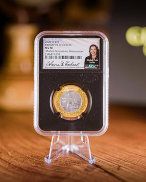 2000 W $10 Library of Congress | NGC "Modern Numismatic Masterpieces" MS70 | Anna Cabral Autographed