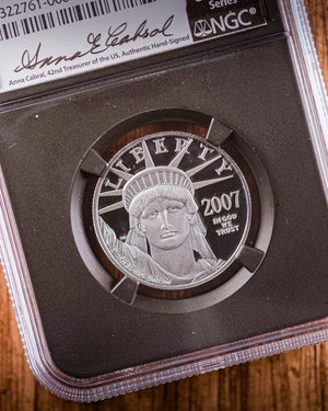2007 2PC Proof Platinum Eagle Set | NGC "Modern Numismatic Masterpieces" PF70 | Anna Cabral Autographed