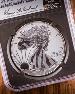 2019 "S" $1 Reverse Proof Silver Eagle | NGC "Modern Numismatic Masterpieces" PF70 | Anna Cabral Autographed