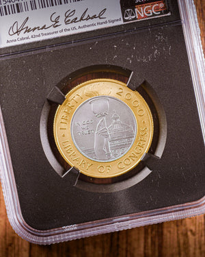 2000 W $10 Library of Congress | NGC "Modern Numismatic Masterpieces" MS70 | Anna Cabral Autographed