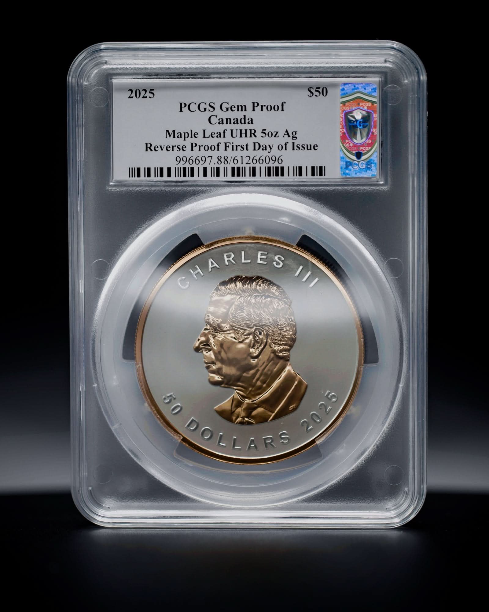 2025 Ultra High Relief 5 oz Silver Maple Leaf Reverse Proof | First Day of Issue PCGS GEM Proof | Steven Rosati Autographed