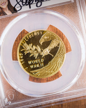 2020 $25 End of WWII Gold | PCGS "Modern Numismatic Masterpieces" PR70 | Stephanie Sabin Autographed