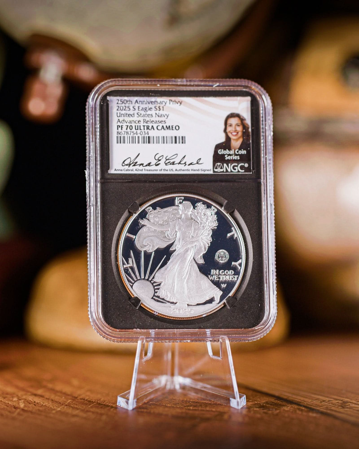 2025-W Navy 250th Anniversary Proof Silver Eagle PF70