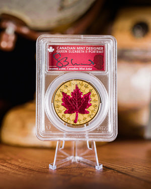 2024 Proud Maple 2 oz. Pure Gold Coin | PR70 Reverse Proof First Day of Issue | Susanna Blunt Autographed