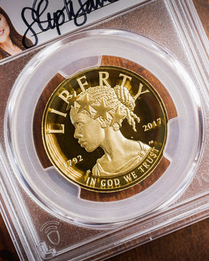 2017 $100 High Relief Liberty | PCGS "Modern Numismatic Masterpieces" PR70 | Stephanie Sabin Autographed
