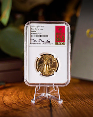2026 $25 American Gold Eagle | MS70 First Day of Issue | Kenneth Bressett Autographed