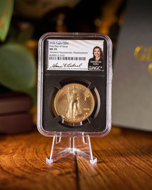 2026 $50 American Gold Eagle | MS70 First Day of Issue | Anna Escobedo Cabral Autographed | Modern Numismatic Masterpieces Label