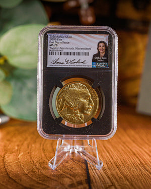 2026 $50 American Gold Buffalo | MS70 First Day of Issue | Anna Escobedo Cabral Autographed | Modern Numismatic Masterpieces Label