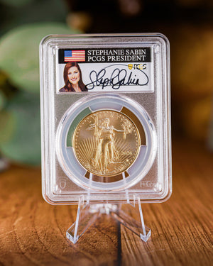 2026 $50 American Gold Eagle | MS70 First Day of Issue | Stephanie Sabin Autographed | Modern Numismatic Masterpieces Label