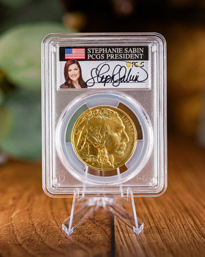 2026 $50 American Gold Buffalo | MS70 First Day of Issue | Stephanie Sabin Autographed | Modern Numismatic Masterpieces Label