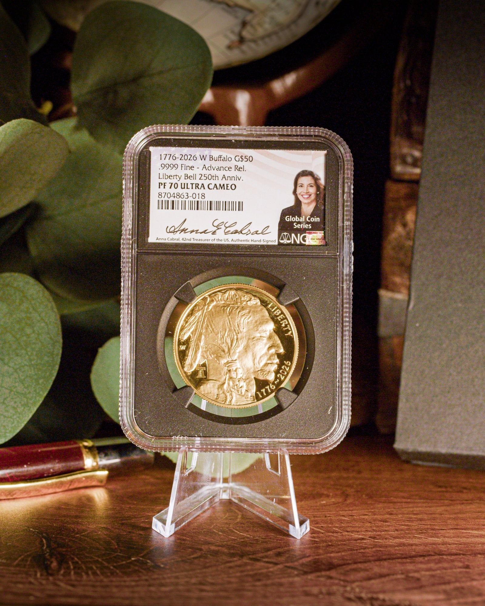 1776-2026 W 1 oz Liberty Bell Privy 250th Anniversary Gold Buffalo Advanced Release | NGC PF70 Ultra Cameo | Anna Cabral Autographed