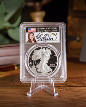 1994 "P" Silver Eagle Proof | PCGS "Modern Numismatic Masterpieces" PR70 | Stephanie Sabin Autographed