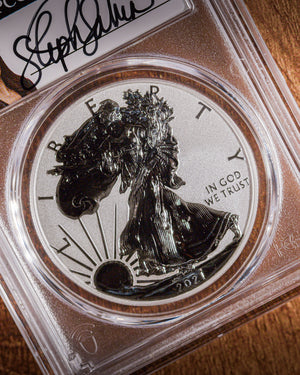 2021 "W" Silver Eagle T1 Reverse Proof | PCGS "Modern Numismatic Masterpieces" Reverse PR70 | Stephanie Sabin Autographed