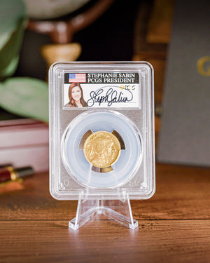 2008 1/4 oz Burnished American Gold Buffalo | PCGS Modern Numismatic Masterpieces | Stephanie Sabin Autographed MS70