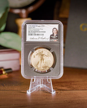 2026-W 1 oz Enhanced Gold American Eagle | Liberty Bell 250 Privy | NGC Advanced Release | Anna Escobedo Cabral Autographed MS70