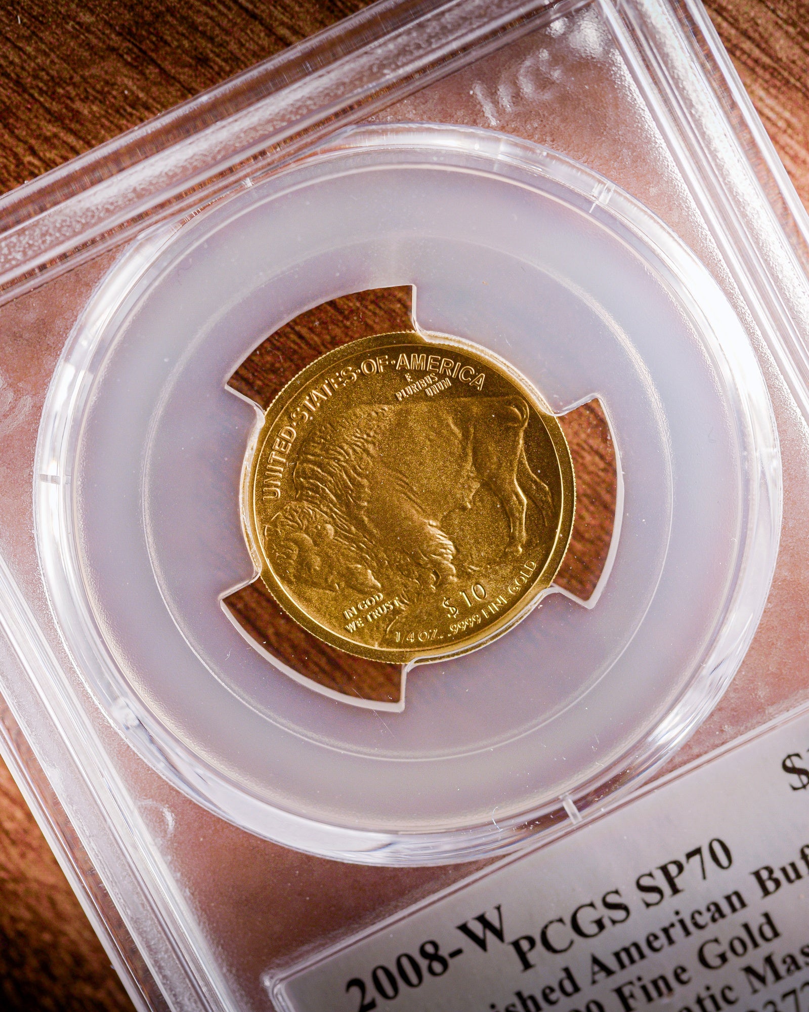 2008 1/4 oz Burnished American Gold Buffalo | PCGS Modern Numismatic Masterpieces | Stephanie Sabin Autographed MS70