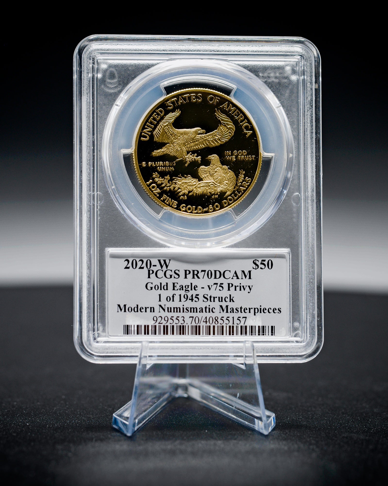 2020-W Gold American Eagle | V75 Privy Mark | PCGS Modern Numismatic Masterpieces | Stephanie Sabin Autographed PR70