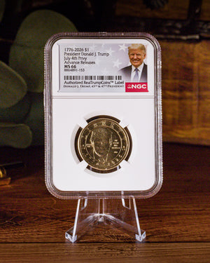 1776-2026 Semiquincentennial President Trump $1 | July 4th Privy Mark | NGC Advanced Release “RealTrump” MS66