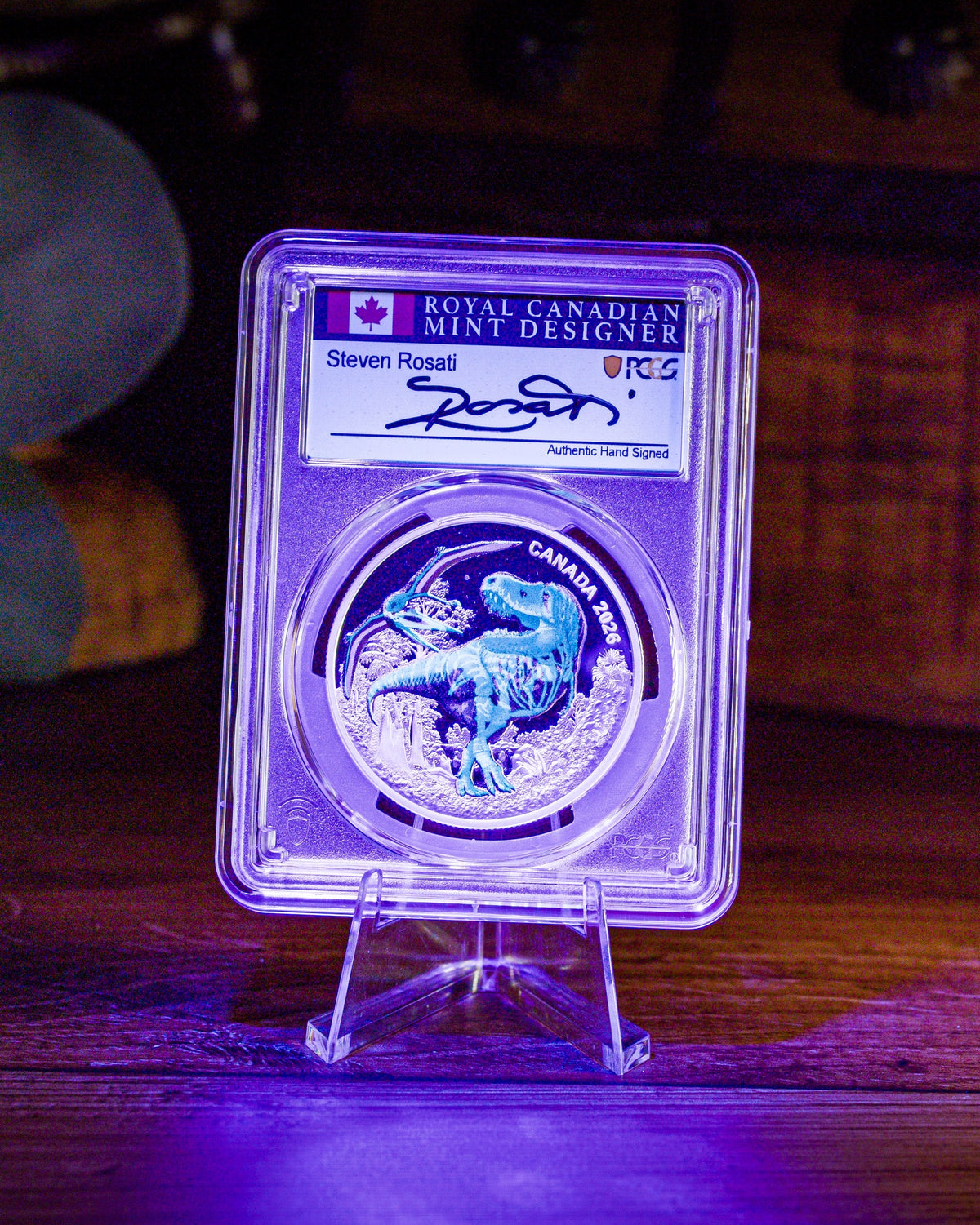 2026 Canada T. Rex 1oz Silver | PCGS Advanced Release Gem Proof | Steven Rosati Autographed