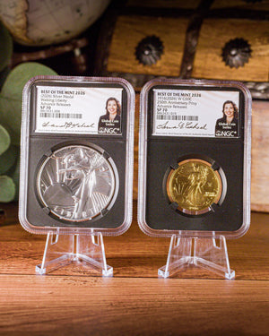 2026-W (1916) Walking Liberty Gold/Silver Set | Liberty Bell 250 Privy | NGC Advanced Release SP70 | Anna Cabral Autographed