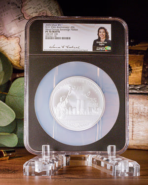 2026 5oz Silver September 11 25th Anniversary | NGC First Day of Issue Matte PF70 | Anna Cabral Autographed