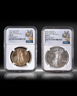 2021 Dusk Til Dawn Type 2 Gold & Silver Eagle Set | One of First 500 Struck NGC MS70 | 4th Coin Struck