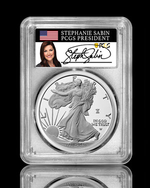 2026-W Proof American Silver Eagle | PCGS PR70 Deep Cameo | 250th Anniversary Advanced Release | Liberty Bell "250" Privy Mark | Stephanie Sabin Autographed | Modern Numismatic Masterpieces Label