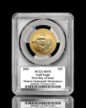 2026 $25 American Gold Eagle | MS70 First Day of Issue | Stephanie Sabin Autographed | Modern Numismatic Masterpieces Label
