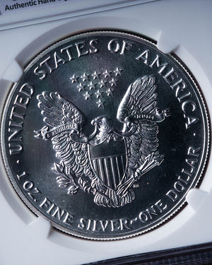 1988 Silver Eagle | MS69 Reverse Struck Thru | John Mercanti Autographed