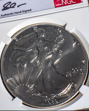 1989 S$1 Eagle | Mint Error MS69 Obverse Struck | David Motl Autographed