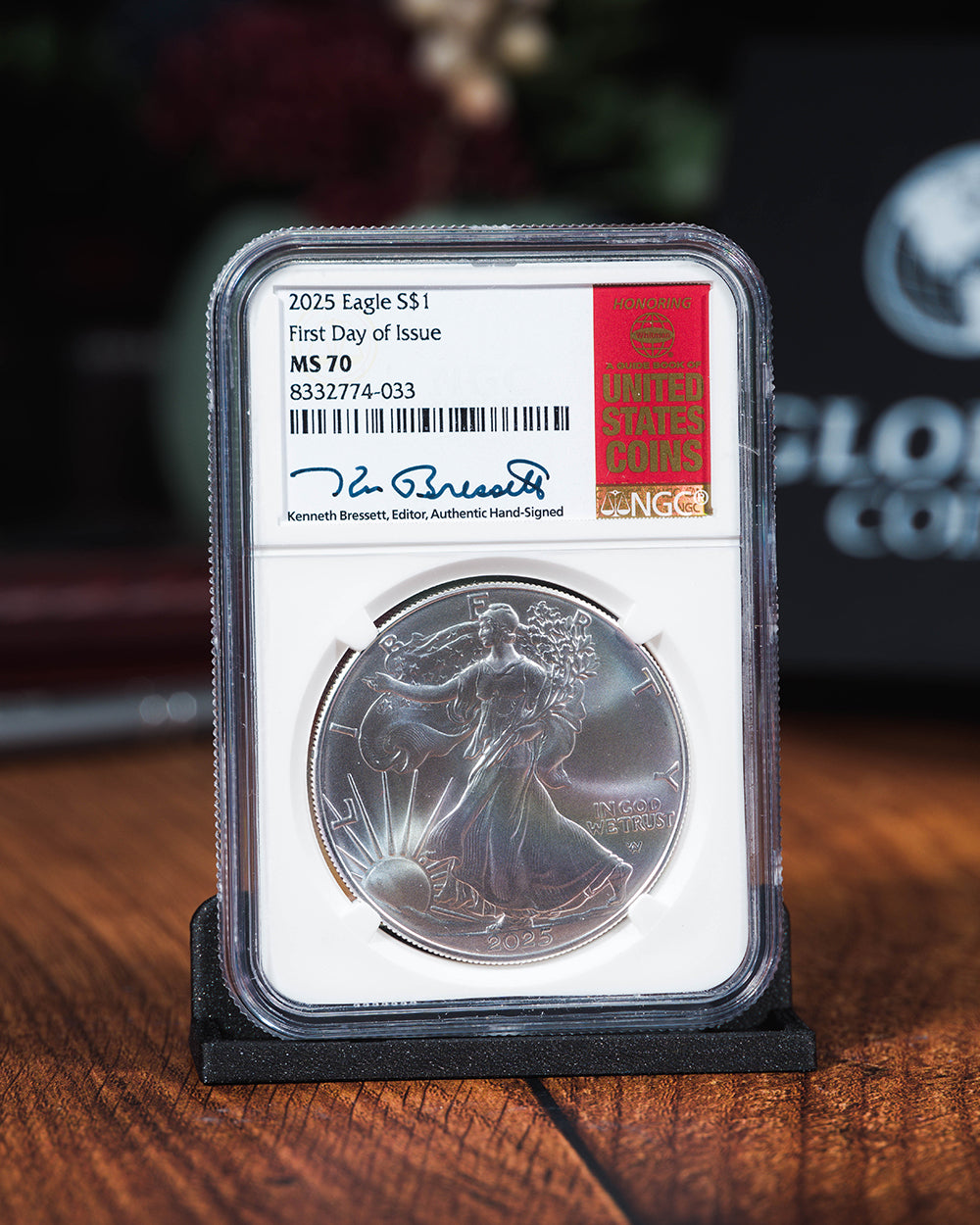 2025 $1 Silver Eagle | First Day of Issue NGC MS70 | Kenneth Bressett Autographed