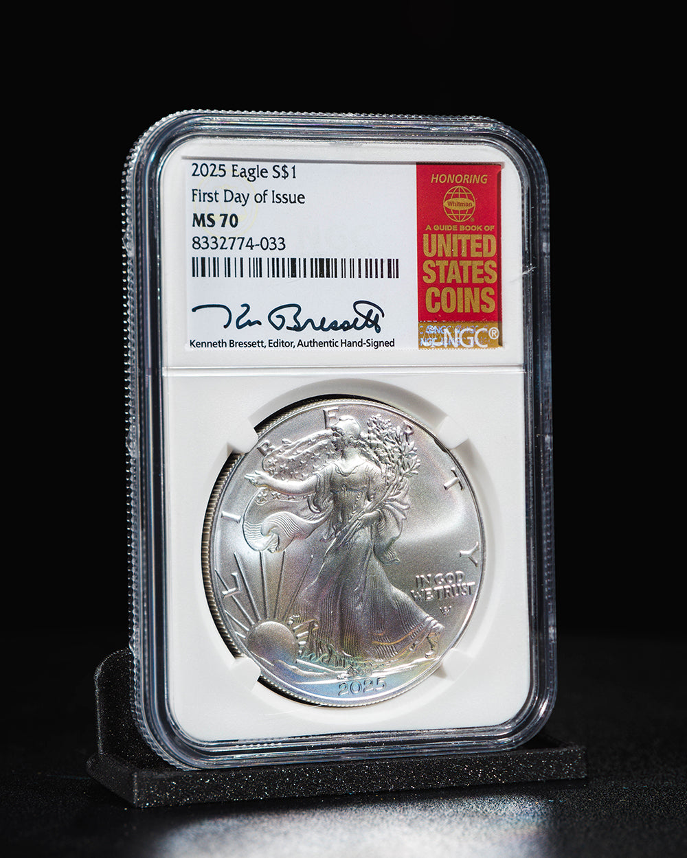 2025 $1 Silver Eagle | First Day of Issue NGC MS70 | Kenneth Bressett Autographed