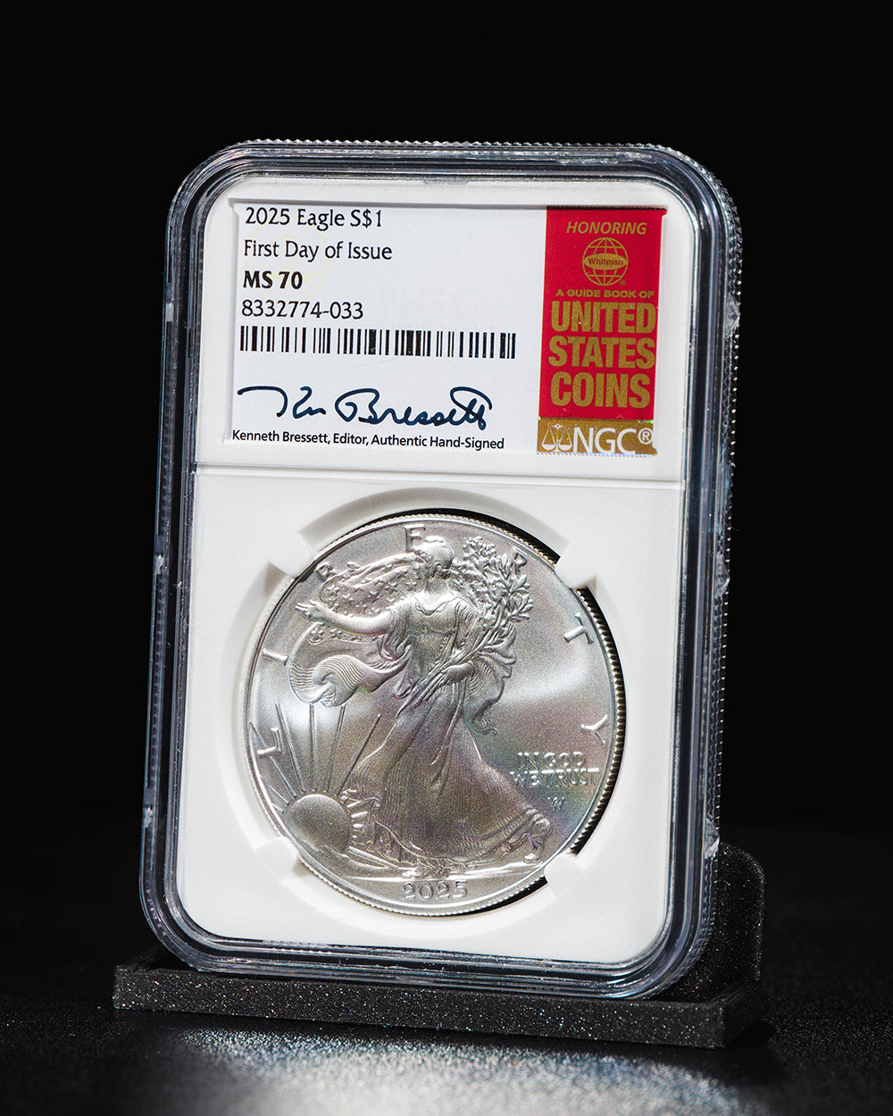 2025 $1 Silver Eagle | First Day of Issue NGC MS70 | Kenneth Bressett Autographed