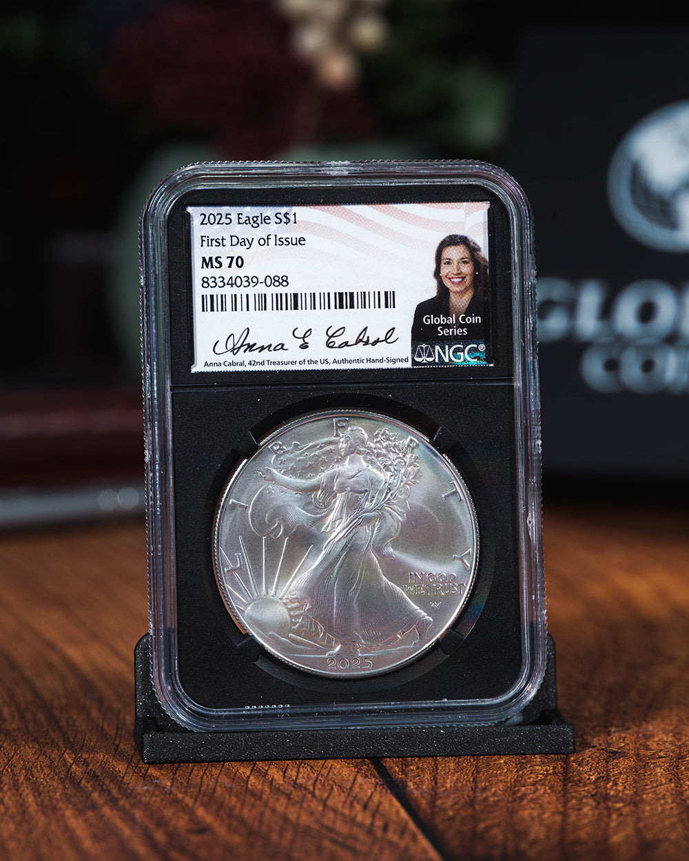 2025 $1 Silver Eagle | First Day of Issue Global Coin Series NGC MS70 | Anna Cabral Autographed