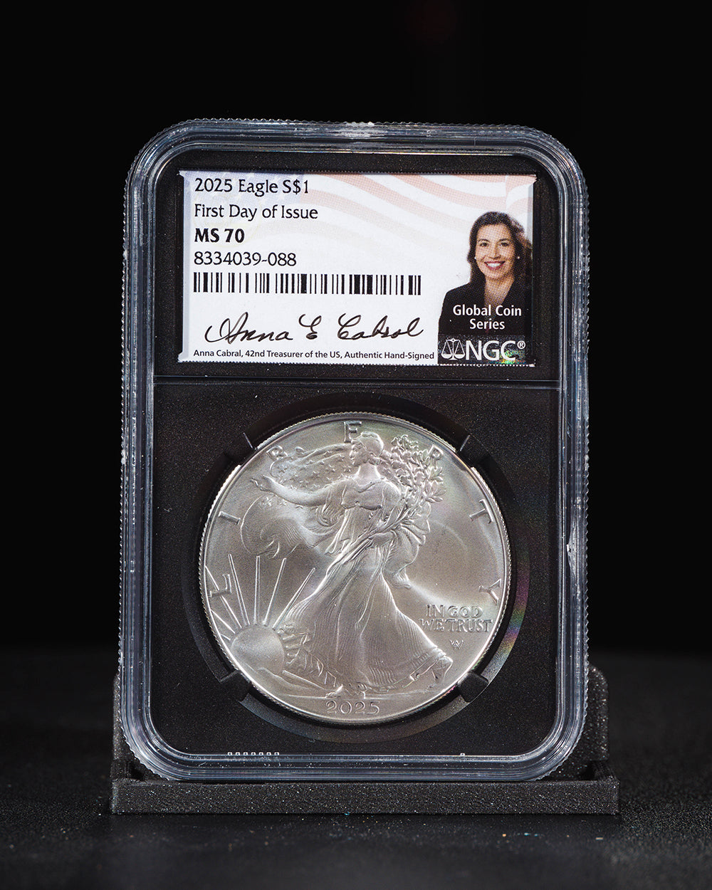 2025 $1 Silver Eagle | First Day of Issue Global Coin Series NGC MS70 | Anna Cabral Autographed