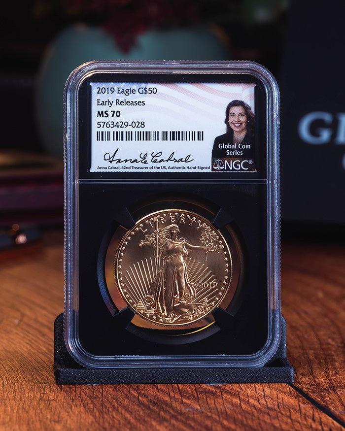 2019 $50 Gold Eagle | Early Releases MS69 "Global Coin Series" | Anna Cabral Autographed