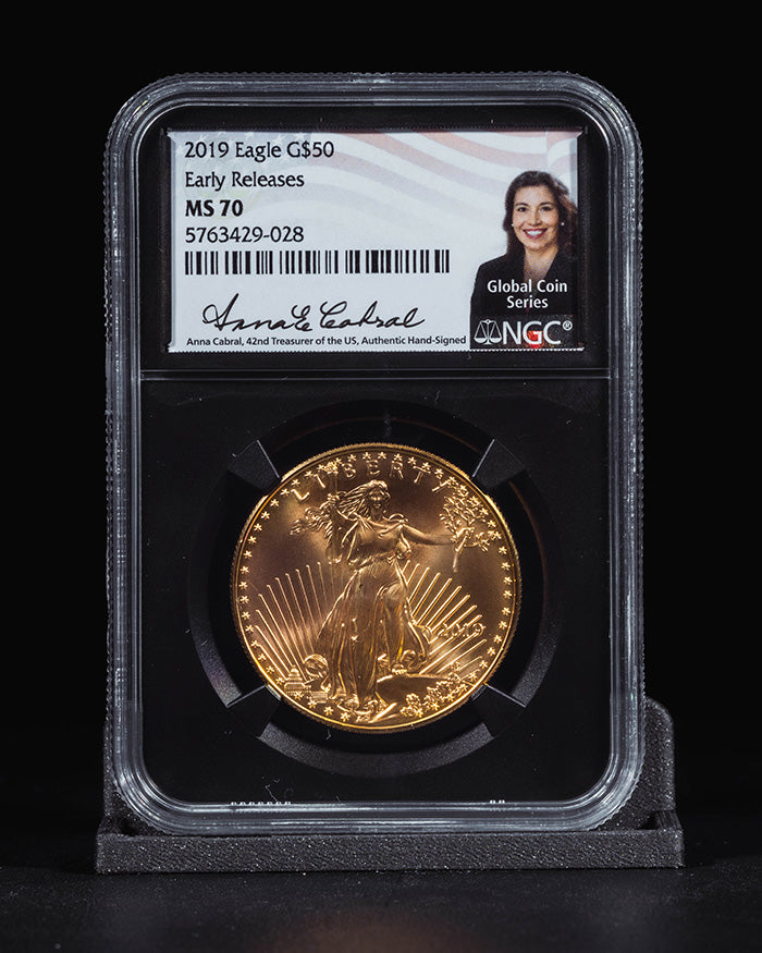 2019 $50 Gold Eagle | Early Releases MS69 "Global Coin Series" | Anna Cabral Autographed