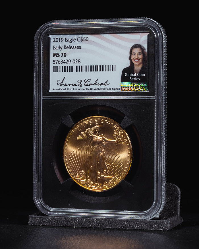 2019 $50 Gold Eagle | Early Releases MS69 "Global Coin Series" | Anna Cabral Autographed