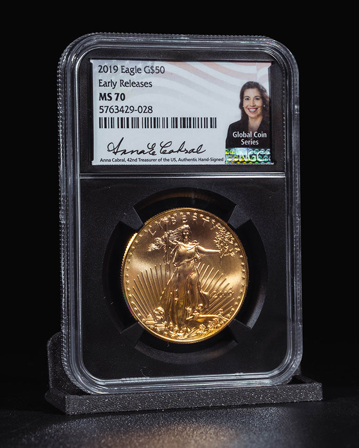 2019 $50 Gold Eagle | Early Releases MS69 "Global Coin Series" | Anna Cabral Autographed