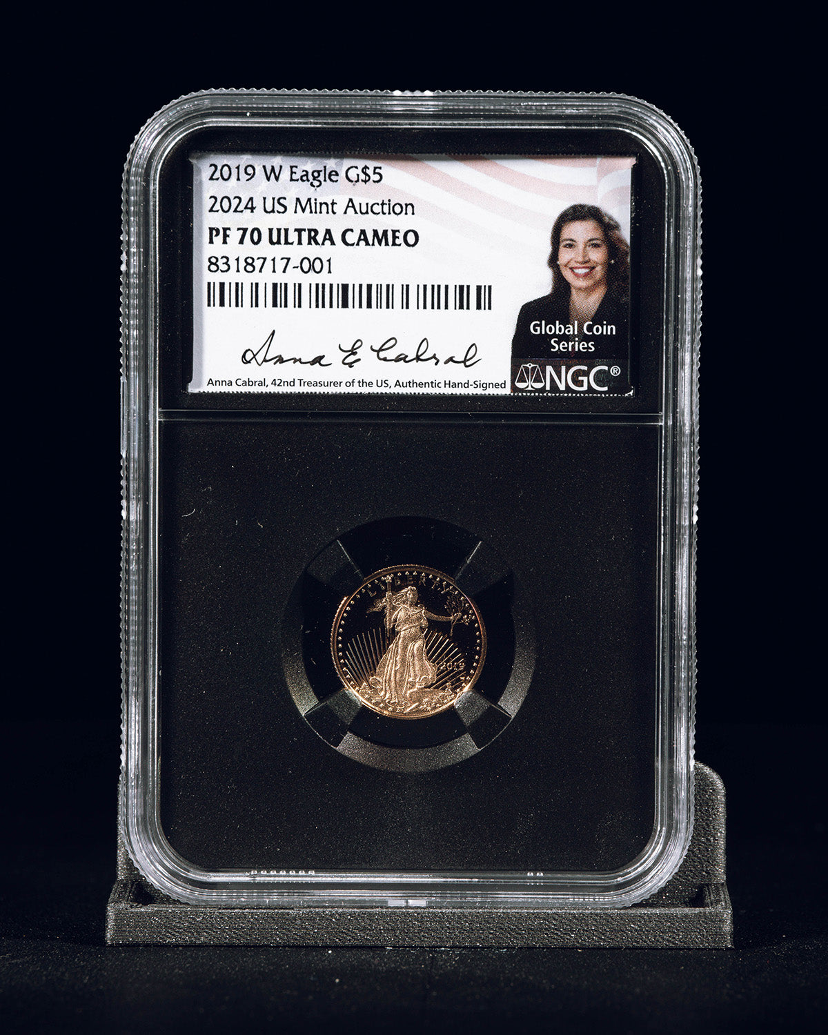 2019 W Eagle G$5 | 2024 US Mint Auction PF70 Ultra Cameo | Anna Cabral Autographed