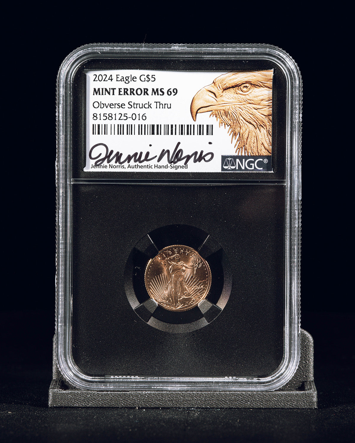 2021 G$5 Gold Eagle | Eagle Portrait T-2 First Releases MS70 | Jennie Norris Autograph