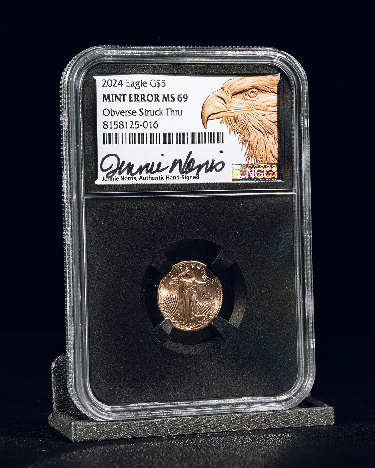 2021 G$5 Gold Eagle | Eagle Portrait T-2 First Releases MS70 | Jennie Norris Autograph