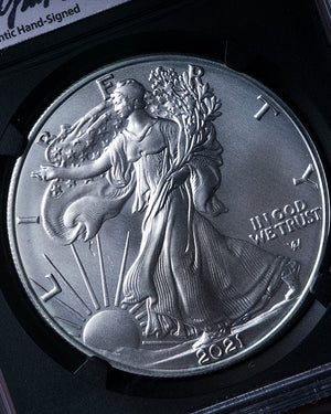 2021 Silver Eagle T-2 Mint Error MS69 Signed by Gaudioso