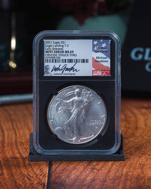 2021 Silver Eagle T-2 Mint Error MS69 Signed by Gaudioso