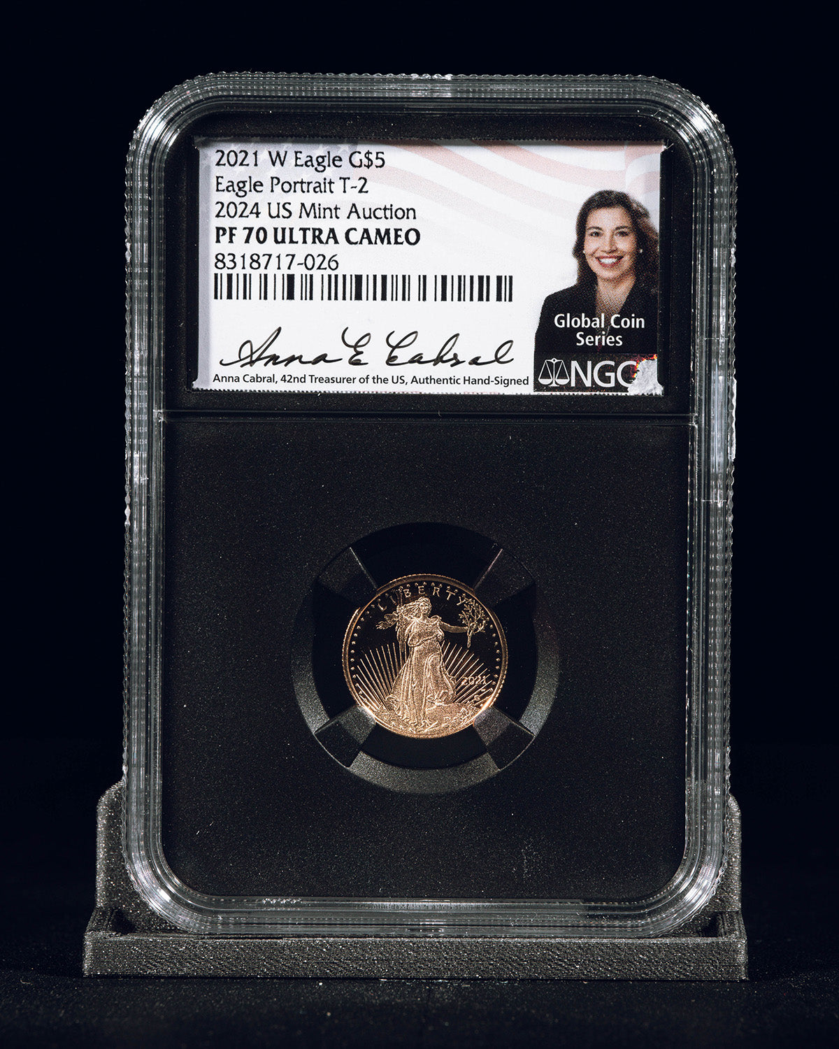 2021 $5 W Eagle | Eagle Portrait T-2 2024 US Mint Auction PF70 Ultra Cameo | Anna Cabral Autographed